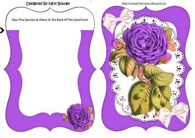 Pretty Purple Roses on Lace Bracket Card