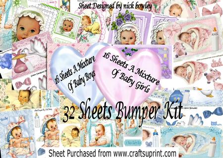 32 Sheets of Lovely Baby Girls/boys Bumper Kit