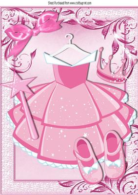 Pink Princess Party Dress with Tiara and Wand A4