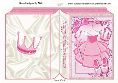 Pink Princess Party Dress with Tiara and Wand Folded Book