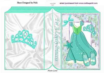 Pretty Turq Sparkle Princess Dress with Tiara Folded Book