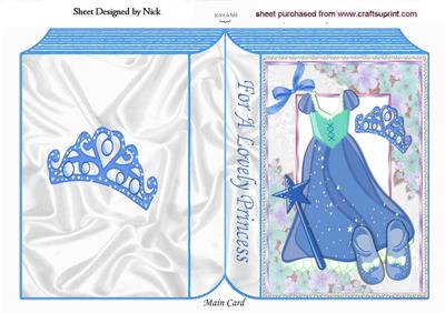 Pretty Blue Sparkle Princess Dress with Tiara Folded Book