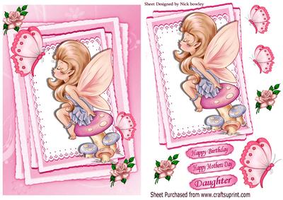Faerie Sitting on a Mushroom Kissing a Butterfly