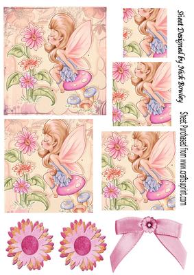Faerie Sitting on a Mushroom Kissing a Flower