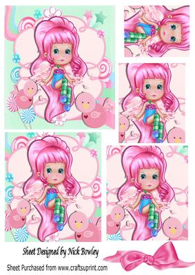 Cute Pink Candy Faerie, with Little Birds Pyramids