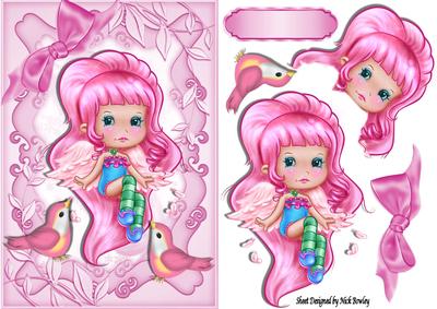 Cute Pink Candy Faerie, with Little Pink Birds