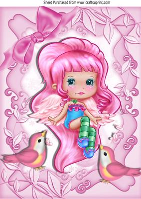 Cute Pink Candy Faerie, with Little Pink Birds A4