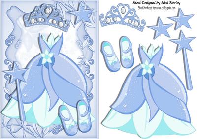 Pretty Blue Princess Dress with Tiara and Shoes