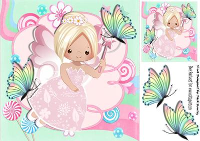 Pretty Rainbow Faerie with Butterflies 8x8