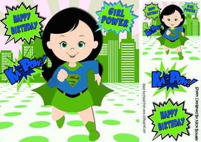 Ka-pow! Super Girl in Green in the City 8x8