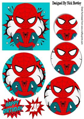 Boom! Zap! Spider Man in Turq Oval Pyramids