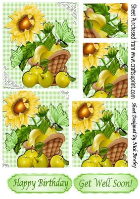 Basket of Green Apples, Sunflower & Butterflies Pyramids