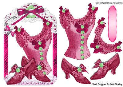 Pretty Rose Vintage Basque and Shoes in Lace Frame