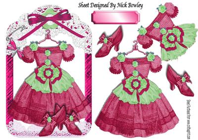 Pretty Rose Vintage Dress and Shoes in Lace Frame