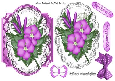 Pretty Pink Flowers on Lace with Lattice Frame