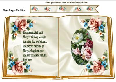 Pretty Vintage and Summer Roses Open Book A4