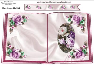 Pretty Vintage Summer Lilac Roses Open Book A4