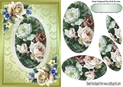 Pretty Vintage Summer Cream Roses Oval Pyramids on Lace