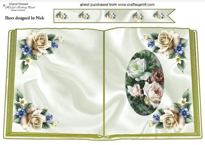 Pretty Vintage Summer Cream Roses Open Book A4