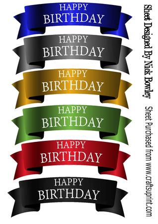 Birthday Banner Tags in White for A4 Cards