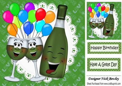 Double Trouble! Toony Bottle with Balloons & Glasses