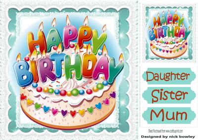 Lovely Tutti Fruity Birthday Cake with Candles 8x8