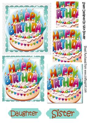 Lovely Tutti Fruity Birthday Cake with Candles Pyramids