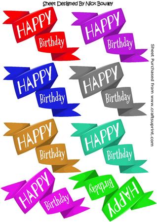 Twisted Happy Birthday Banners White Script