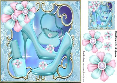 Pretty Blue Shoes with Pretty Posies and Accessories