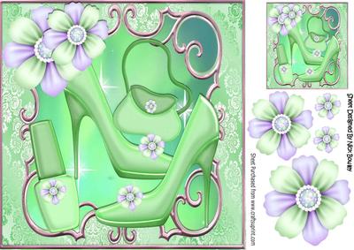 Pretty Green Shoes with Pretty Posies and Accessories