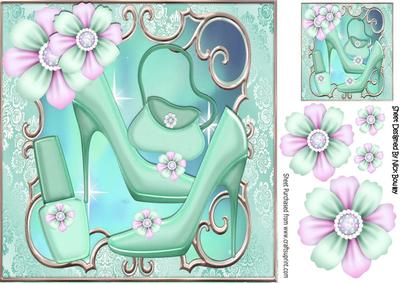 Pretty Turq Shoes with Pretty Posies and Accessories