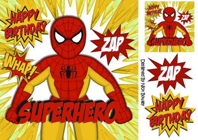 Super Hero, Spiderman, Zap, Whap! (red/gold) 8x8