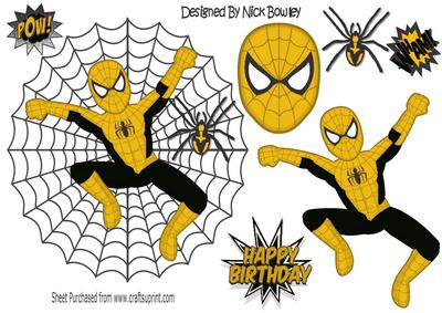 Black/gold Spiderman in Spider Web with Spider A4