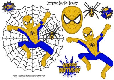Blue/gold Spiderman in Spider Web with Spider A4