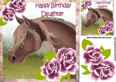 Beautiful Hand Painted Horse with Roses for Daughter 8x8
