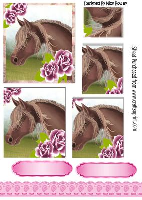 Beautiful Hand Painted Horse with Roses Pyramids