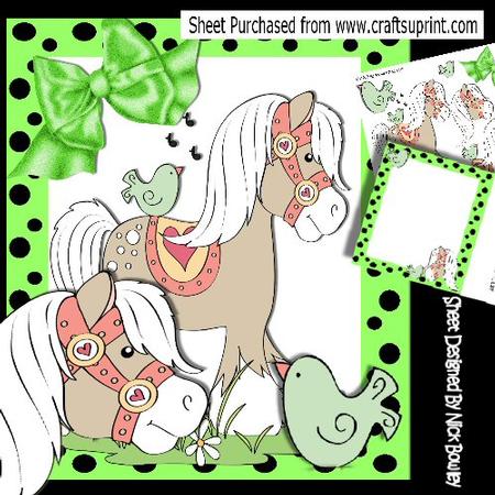 Cute Painted Horse with Birds in Polka Dot Frame 8x8 Kit