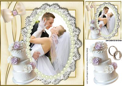 Our Special Day! Bride & Groom, with Pink Rose Cake 8x8