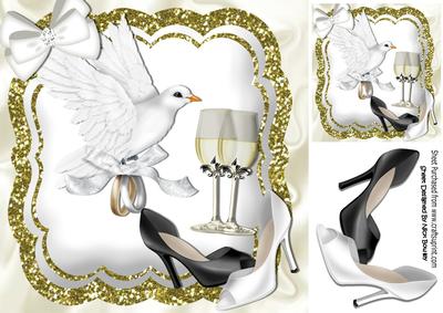 Civil Partnership ( Ladies) with Dove and Champagne 8x8