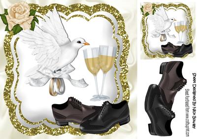 Civil Partnership ( Men) with Dove and Champagne 8x8