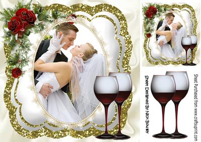 Red Roses, Red Wine! to the Happy Couple 8x8