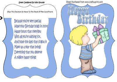 Little Boy with a Present on a Bracket Card with Verse