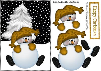 Mr Snowman in Gold, with Christmas Tree