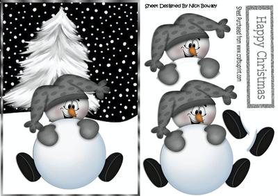Mr Snowman in Silver, with Christmas Tree