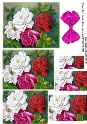 Pretty Red, White, & Pink Vintage Roses Pyramids
