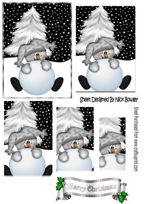 Mr Snowman in Silver, with Christmas Tree Pyramids