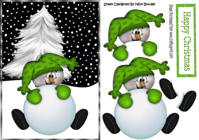 Mr Snowman in Lime Green, with Christmas Tree