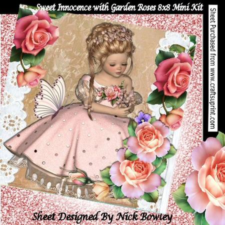 Sweet Innocence Girl with Roses in the Garden 8x8 Mini Kit