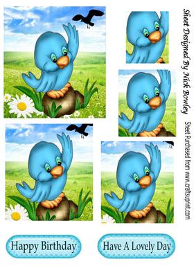 Hello Mr Seagull, Cute Bluebird with Daisies Pyramids