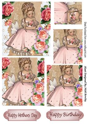 Sweet Innocence Girl with Roses Pyramids